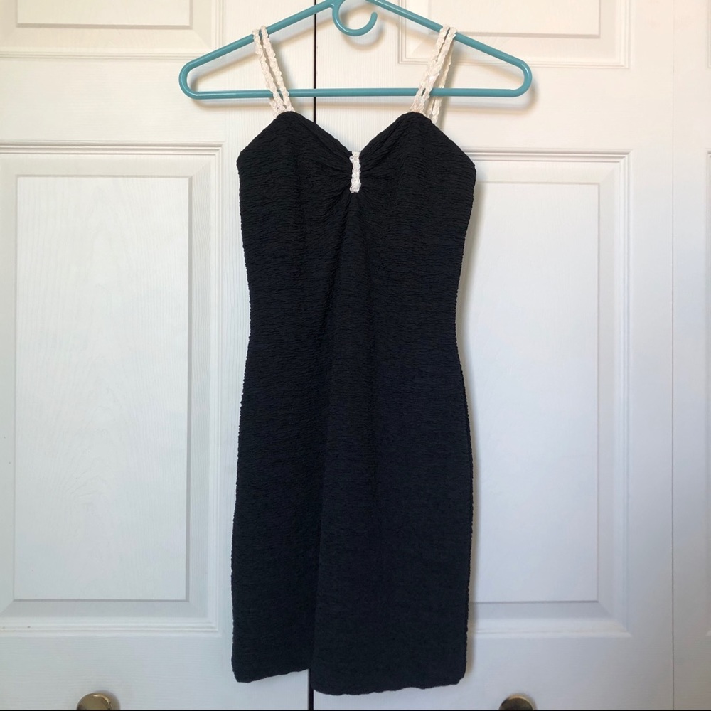 Vintage classic black stretch mini dress Sz XS